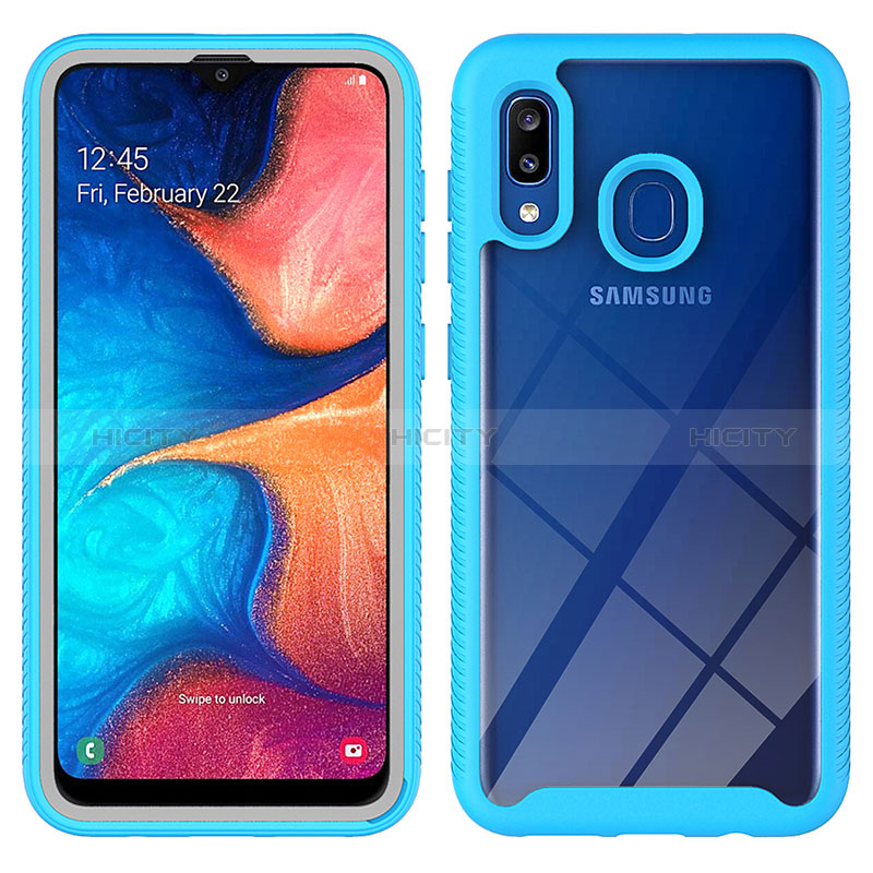 Samsung Galaxy M10S用360度 フルカバー ハイブリットバンパーケース クリア透明 プラスチック カバー ZJ1 サムスン ブルー