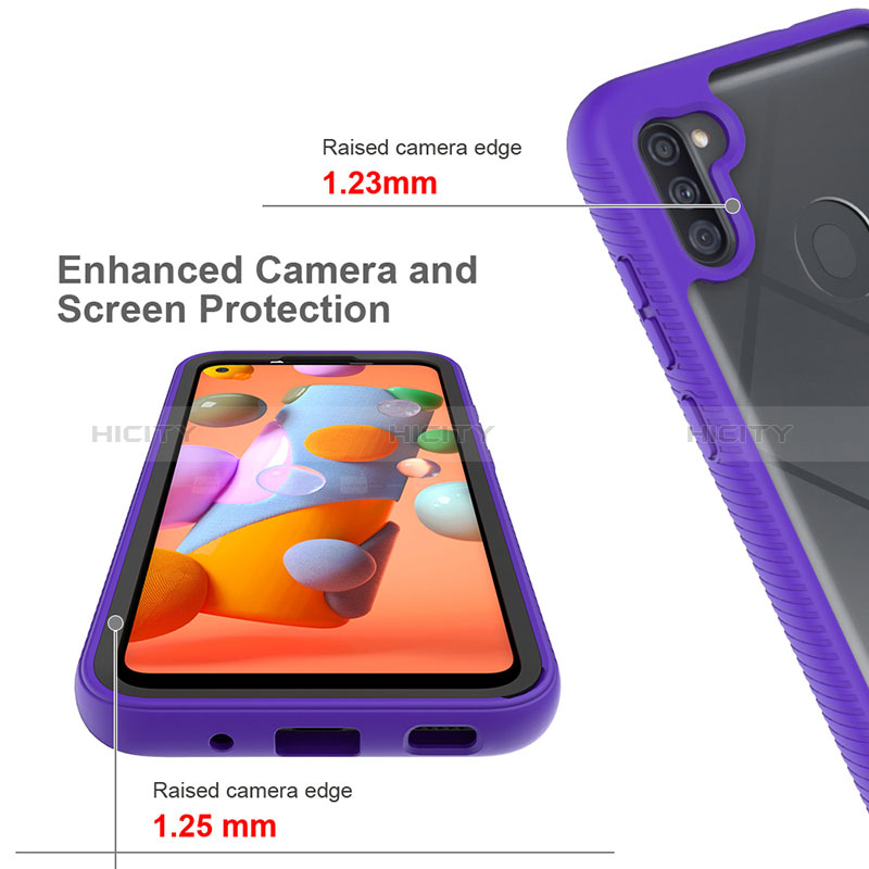 Samsung Galaxy M11用360度 フルカバー ハイブリットバンパーケース クリア透明 プラスチック カバー ZJ1 サムスン 