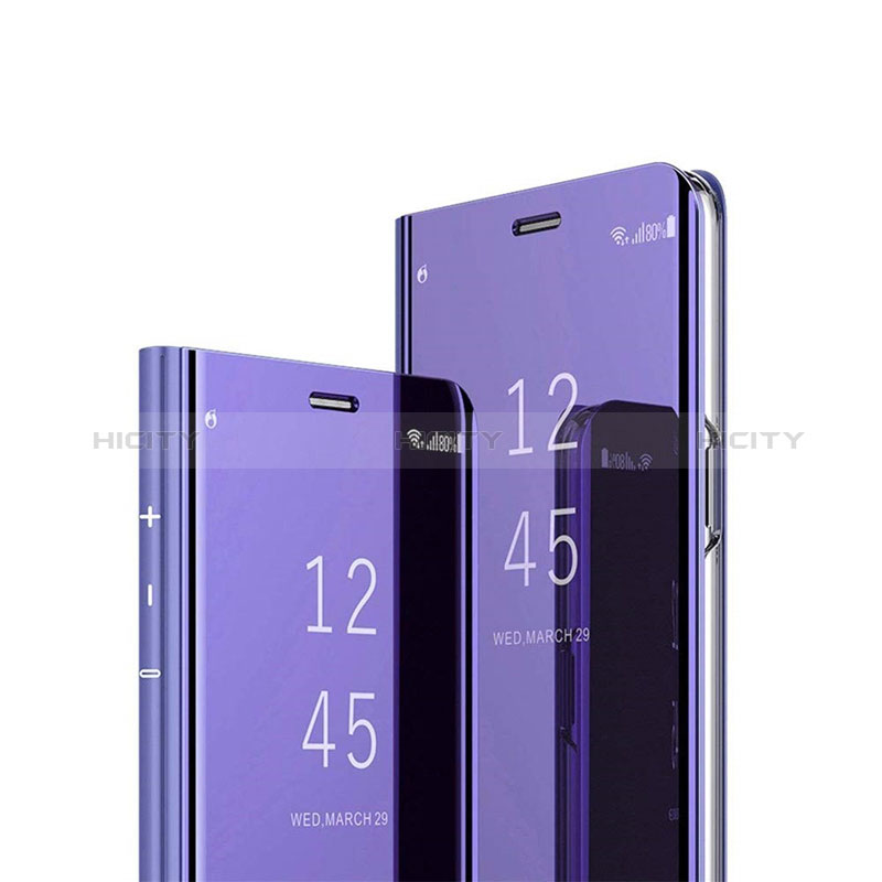 Samsung Galaxy M12用手帳型 レザーケース スタンド 鏡面 カバー L02 サムスン パープル
