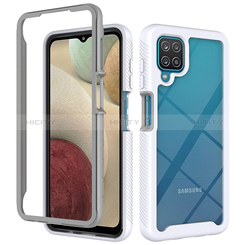 Samsung Galaxy M12用360度 フルカバー ハイブリットバンパーケース クリア透明 プラスチック カバー ZJ3 サムスン ホワイト