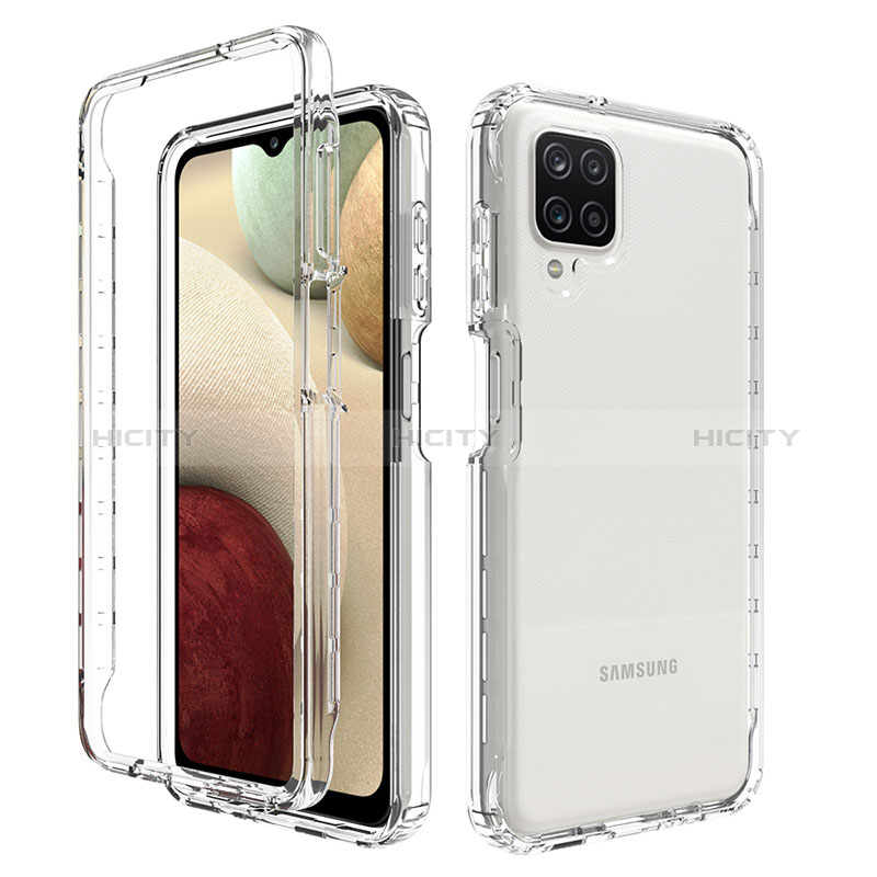 Samsung Galaxy M12用前面と背面 360度 フルカバー 極薄ソフトケース シリコンケース 耐衝撃 全面保護 バンパー 勾配色 透明 JX1 サムスン 