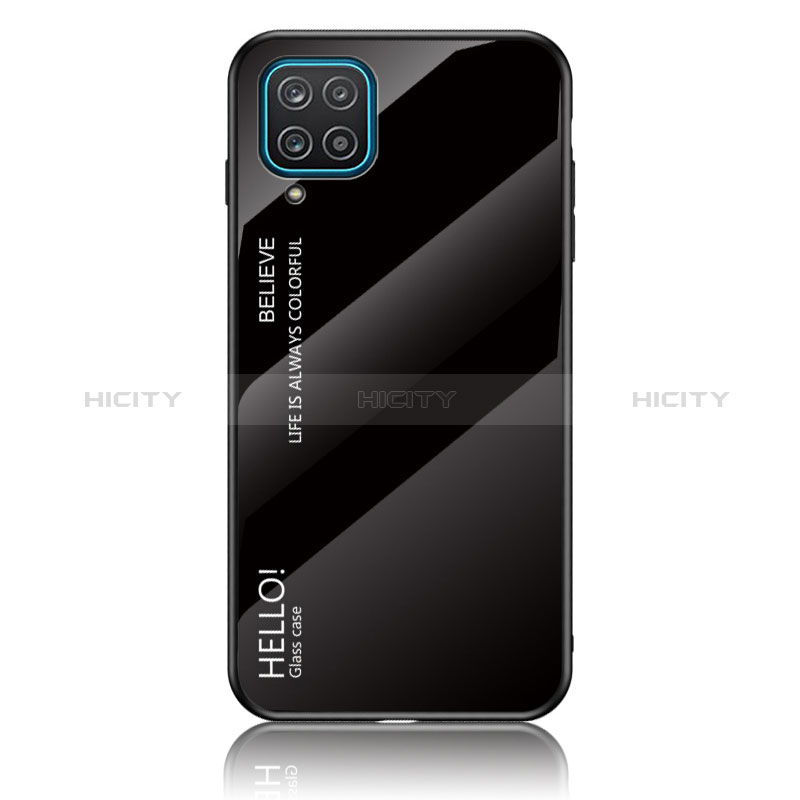 Samsung Galaxy M12用ハイブリットバンパーケース プラスチック 鏡面 虹 グラデーション 勾配色 カバー LS1 サムスン 