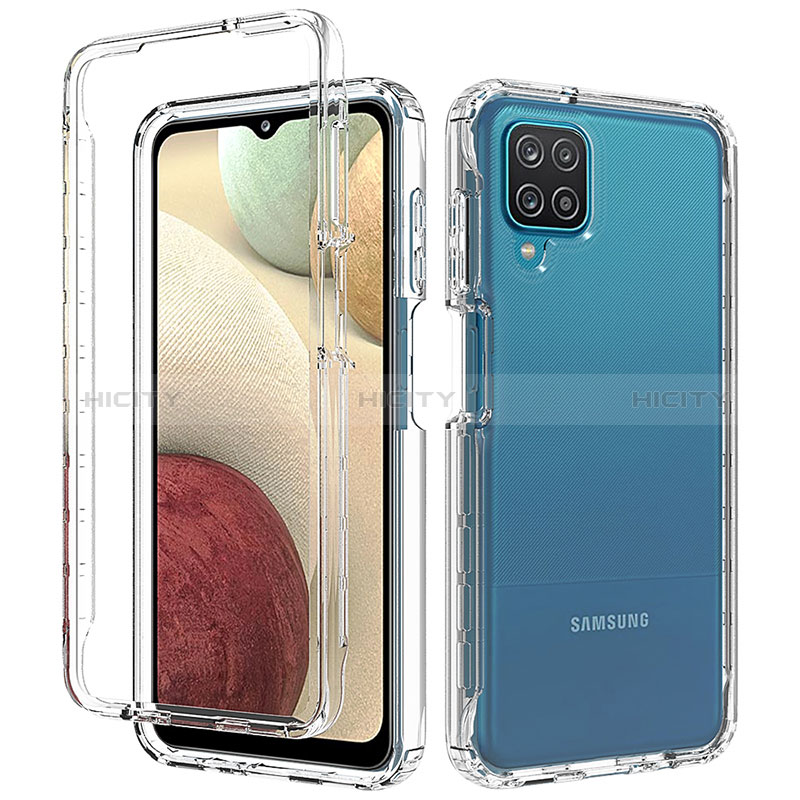 Samsung Galaxy M12用前面と背面 360度 フルカバー 極薄ソフトケース シリコンケース 耐衝撃 全面保護 バンパー 勾配色 透明 サムスン 