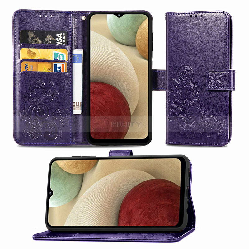 Samsung Galaxy M12用手帳型 レザーケース スタンド 花 カバー サムスン 