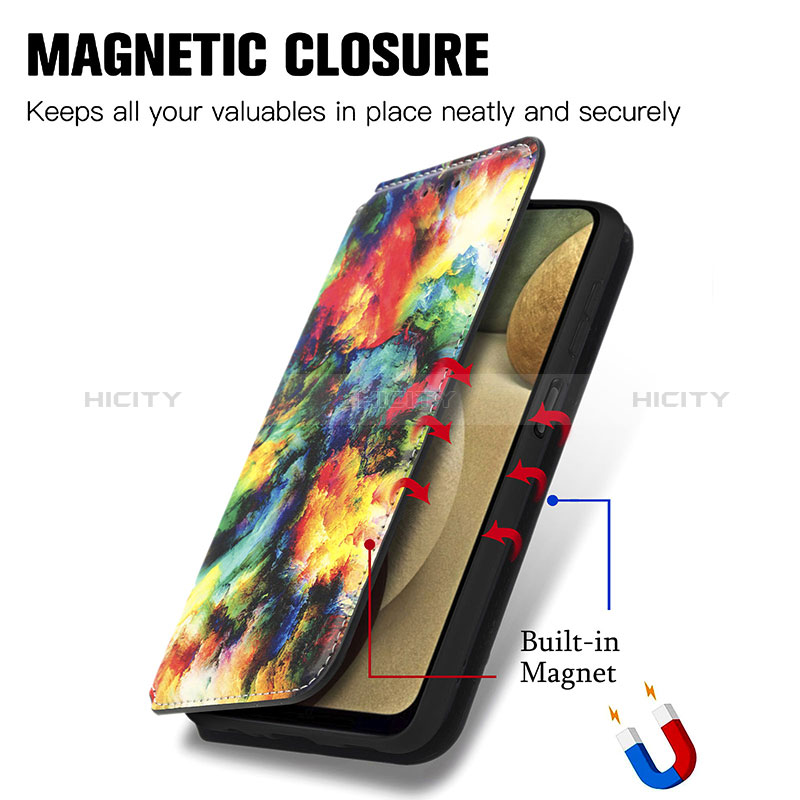 Samsung Galaxy M12用手帳型 レザーケース スタンド パターン カバー S02D サムスン 