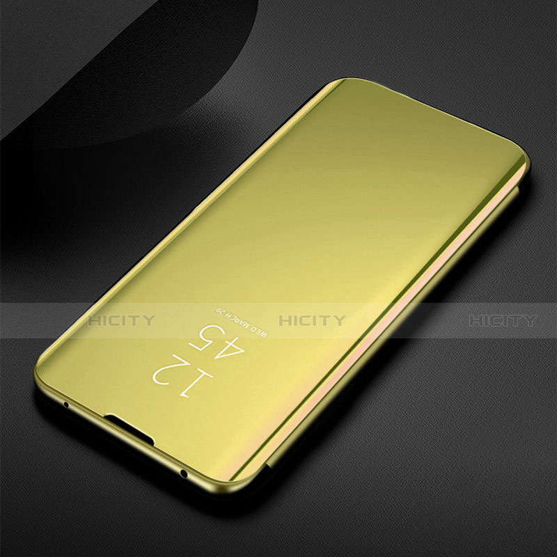 Samsung Galaxy M21用手帳型 レザーケース スタンド 鏡面 カバー サムスン ゴールド