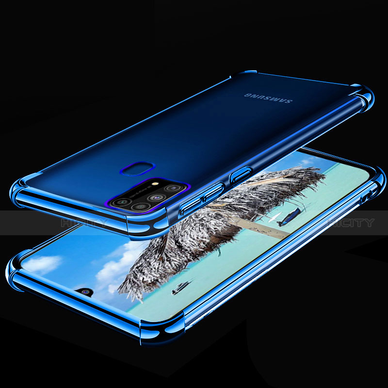 Samsung Galaxy M21s用極薄ソフトケース シリコンケース 耐衝撃 全面保護 クリア透明 H01 サムスン ネイビー