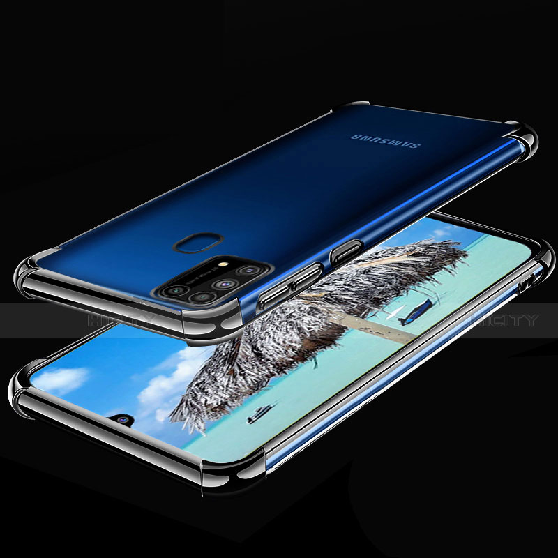 Samsung Galaxy M21s用極薄ソフトケース シリコンケース 耐衝撃 全面保護 クリア透明 H01 サムスン ブラック
