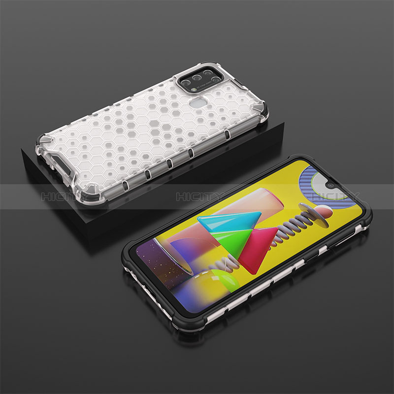 Samsung Galaxy M21s用360度 フルカバー ハイブリットバンパーケース クリア透明 プラスチック カバー AM2 サムスン ホワイト