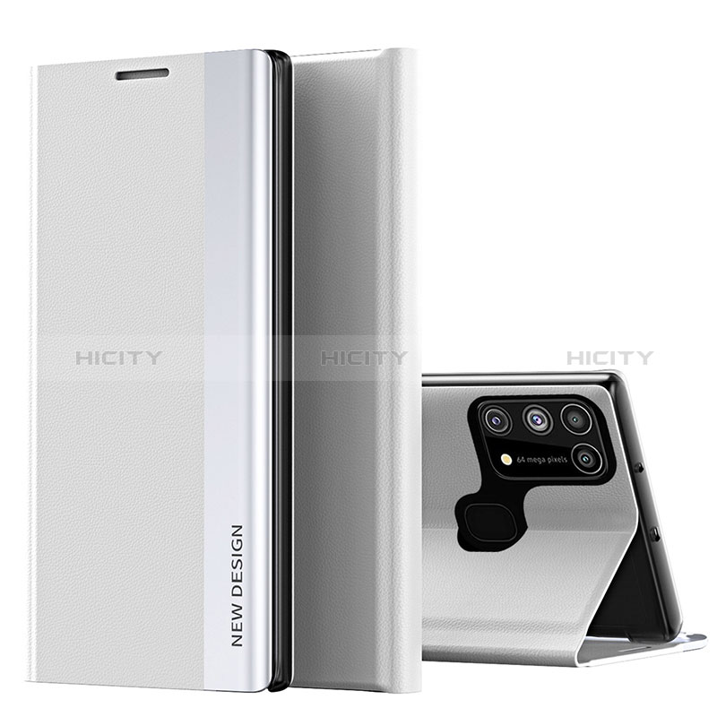 Samsung Galaxy M21s用手帳型 レザーケース スタンド カバー QH1 サムスン ホワイト