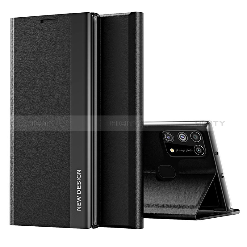 Samsung Galaxy M21s用手帳型 レザーケース スタンド カバー QH1 サムスン ブラック