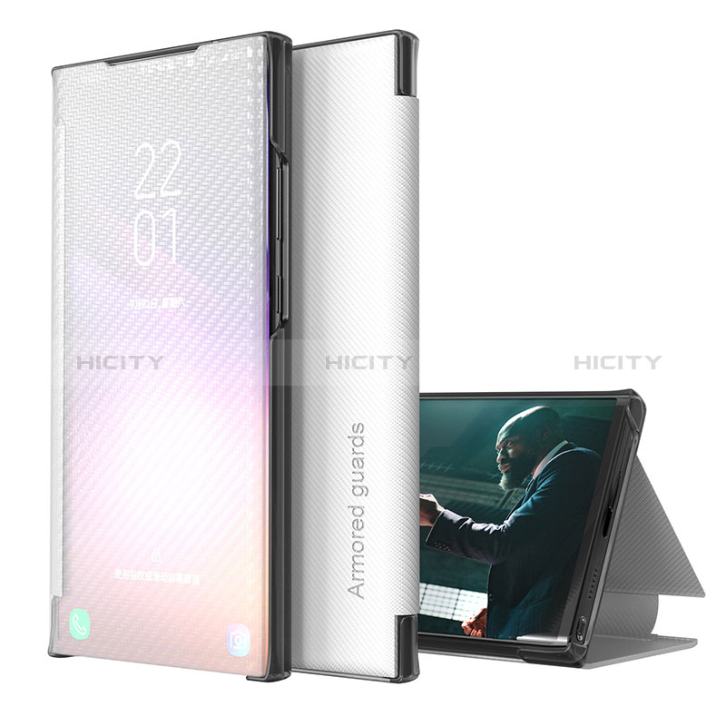 Samsung Galaxy M21s用手帳型 レザーケース スタンド カバー ZL1 サムスン シルバー