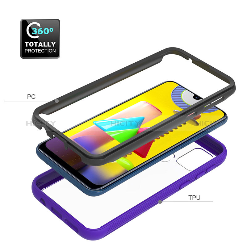 Samsung Galaxy M21s用360度 フルカバー ハイブリットバンパーケース クリア透明 プラスチック カバー ZJ1 サムスン 