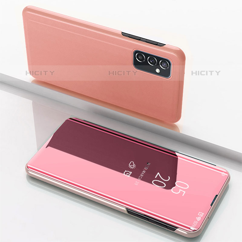 Samsung Galaxy M23 5G用手帳型 レザーケース スタンド 鏡面 カバー サムスン ローズゴールド