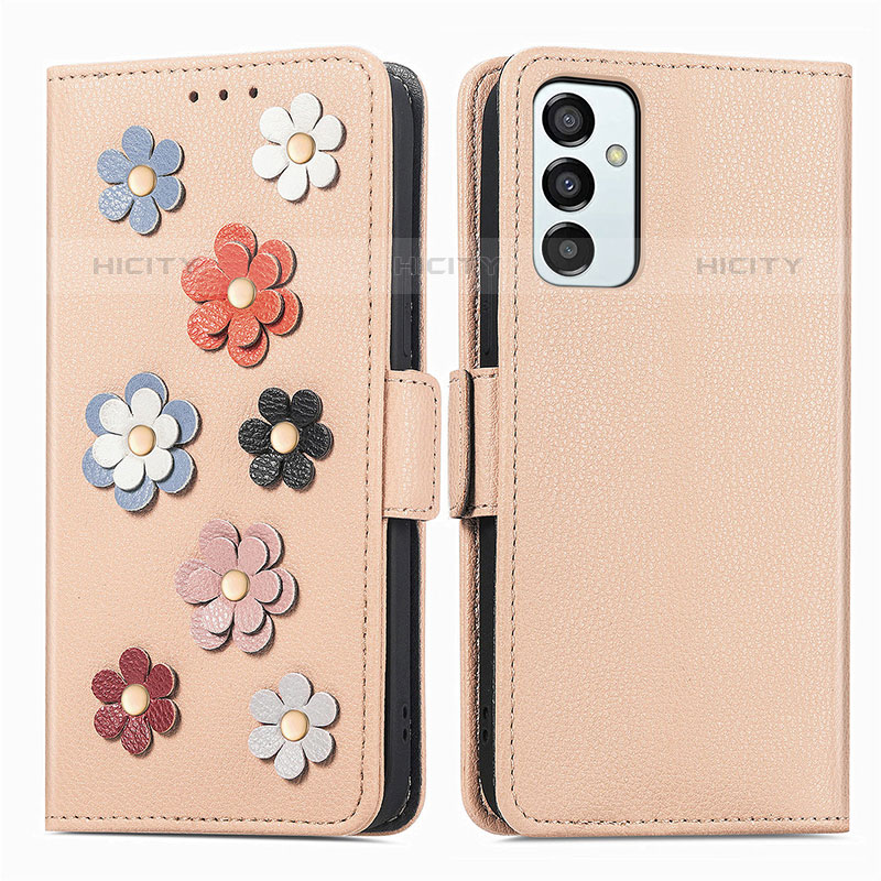 Samsung Galaxy M23 5G用手帳型 レザーケース スタンド 花 カバー S02D サムスン 