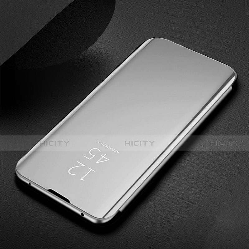 Samsung Galaxy M30s用手帳型 レザーケース スタンド 鏡面 カバー サムスン シルバー