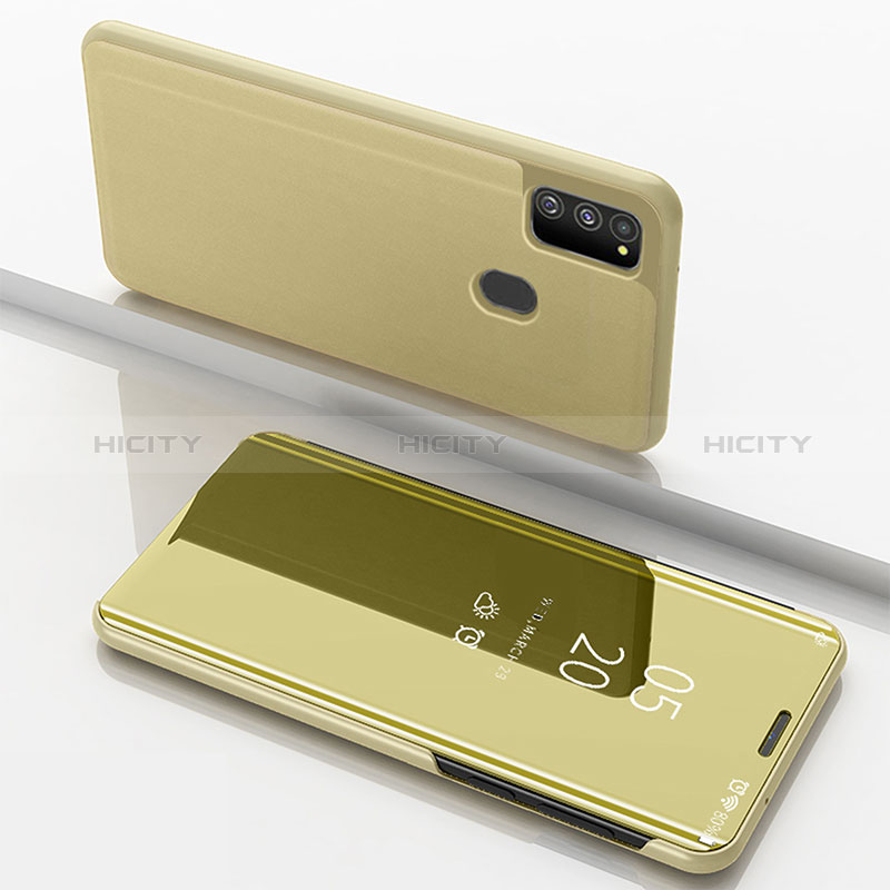 Samsung Galaxy M30s用手帳型 レザーケース スタンド 鏡面 カバー ZL1 サムスン ゴールド