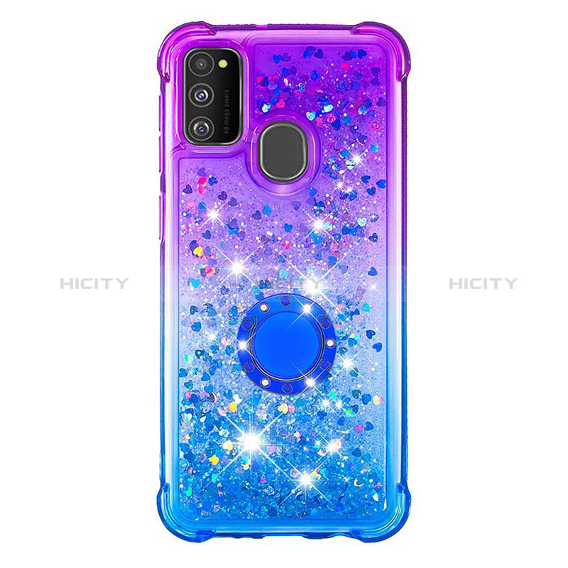 Samsung Galaxy M30s用シリコンケース ソフトタッチラバー ブリンブリン カバー アンド指輪 S02 サムスン 