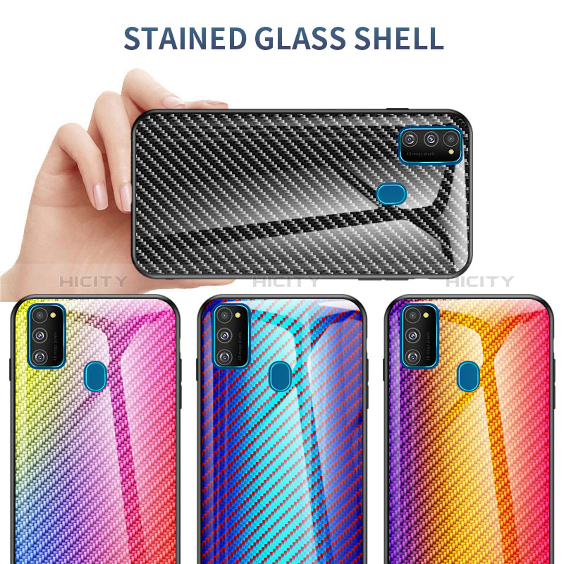 Samsung Galaxy M30s用ハイブリットバンパーケース プラスチック 鏡面 虹 グラデーション 勾配色 カバー LS2 サムスン 