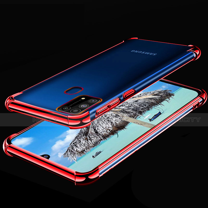 Samsung Galaxy M31用極薄ソフトケース シリコンケース 耐衝撃 全面保護 クリア透明 H01 サムスン レッド