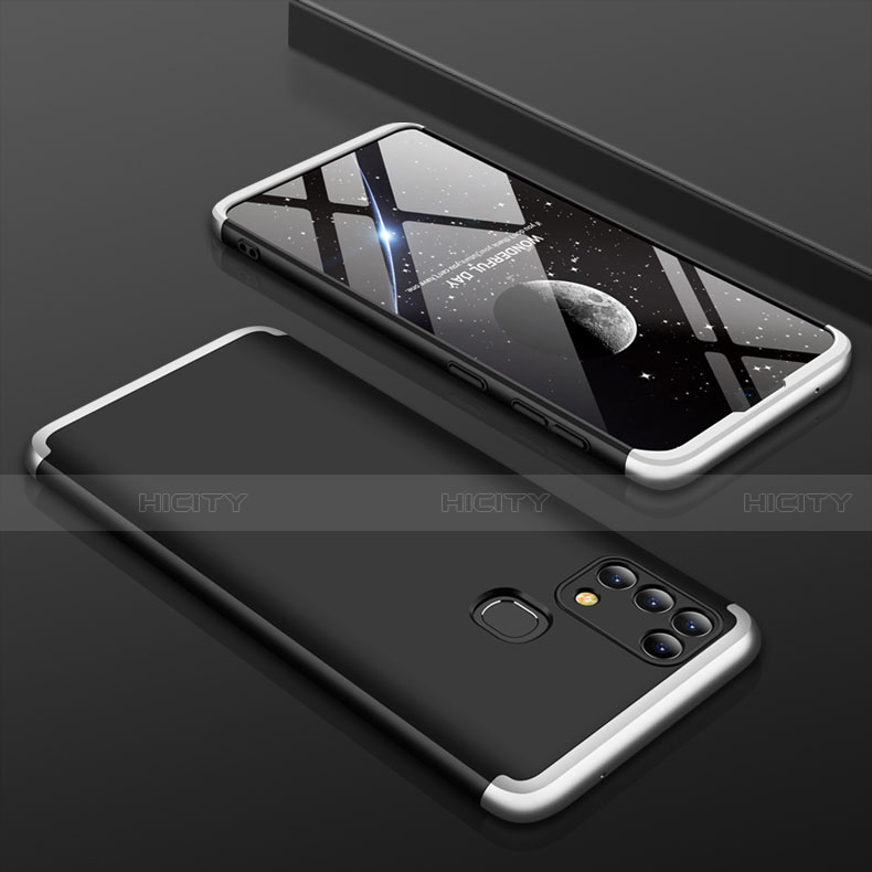 Samsung Galaxy M31用ハードケース プラスチック 質感もマット 前面と背面 360度 フルカバー サムスン シルバー・ブラック