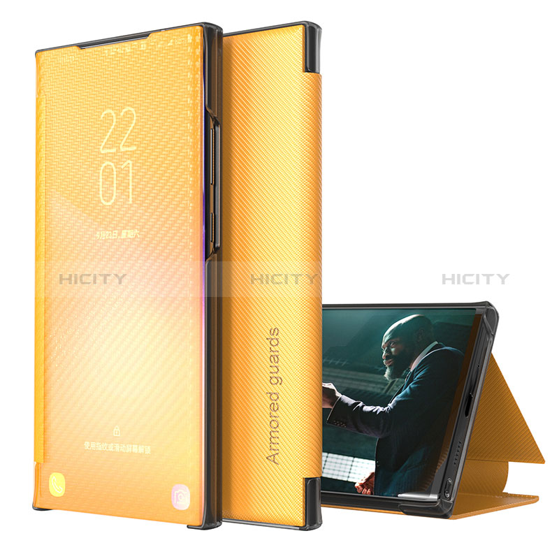 Samsung Galaxy M31用手帳型 レザーケース スタンド カバー ZL1 サムスン イエロー