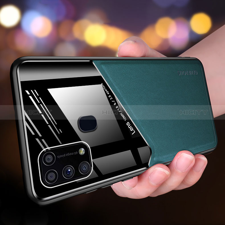 Samsung Galaxy M31用シリコンケース ソフトタッチラバー レザー柄 アンドマグネット式 サムスン 