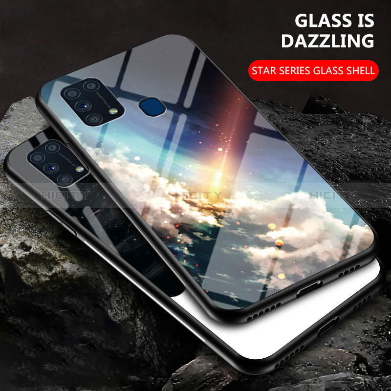 Samsung Galaxy M31用ハイブリットバンパーケース プラスチック パターン 鏡面 カバー LS1 サムスン 