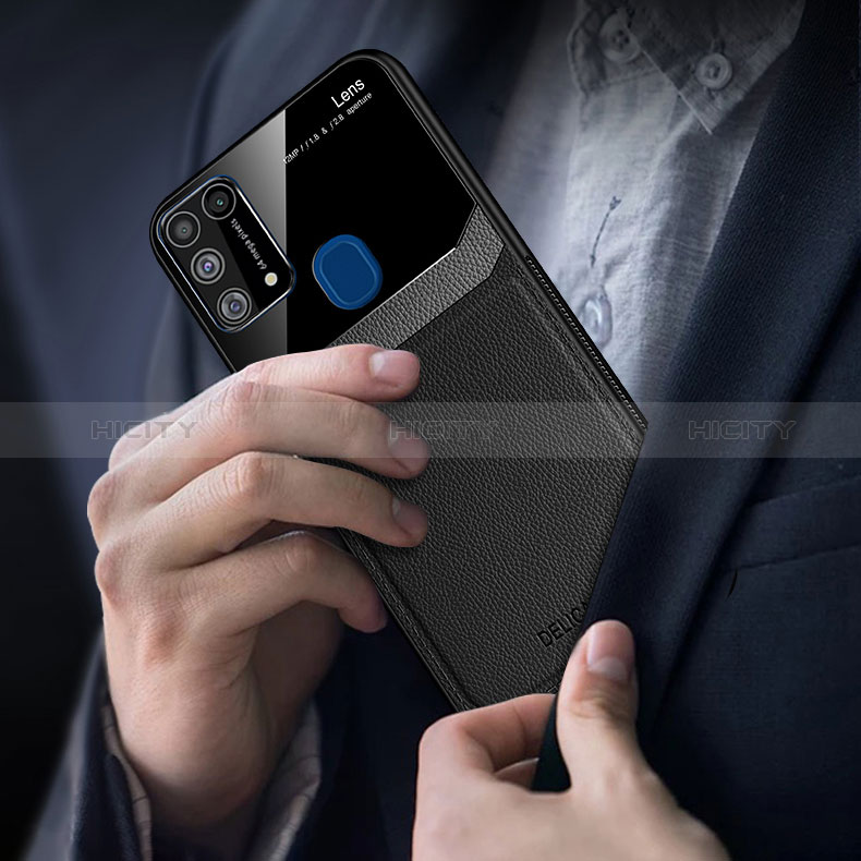 Samsung Galaxy M31 Prime Edition用シリコンケース ソフトタッチラバー レザー柄 カバー FL1 サムスン 