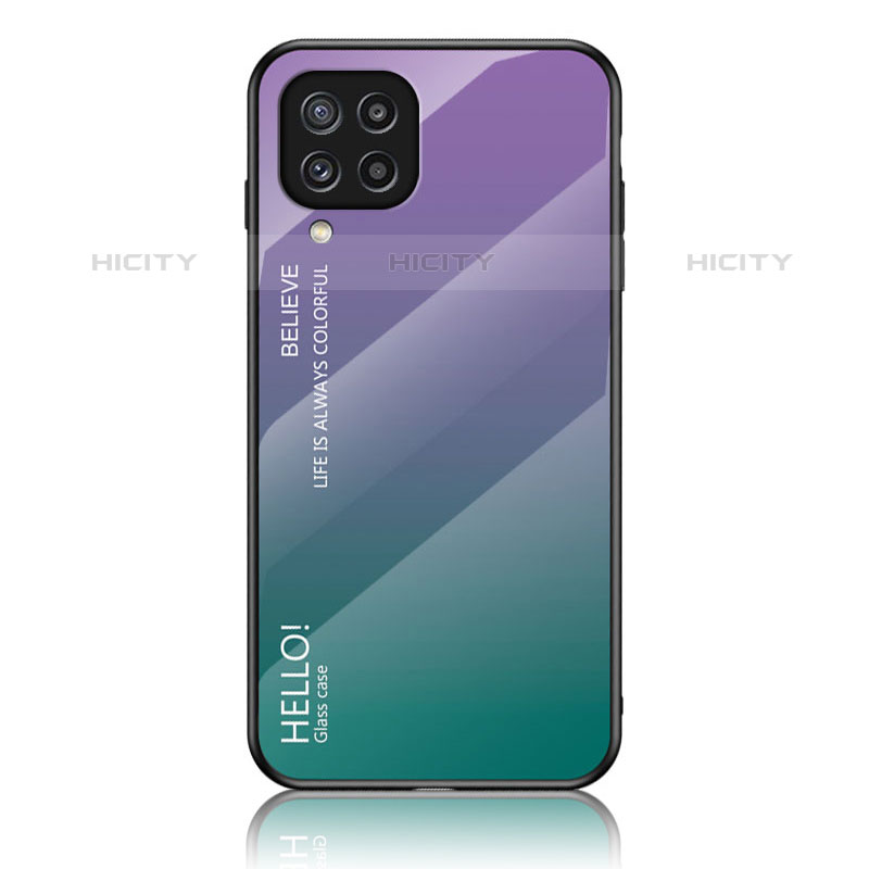 Samsung Galaxy M32 4G用ハイブリットバンパーケース プラスチック 鏡面 虹 グラデーション 勾配色 カバー LS1 サムスン マルチカラー