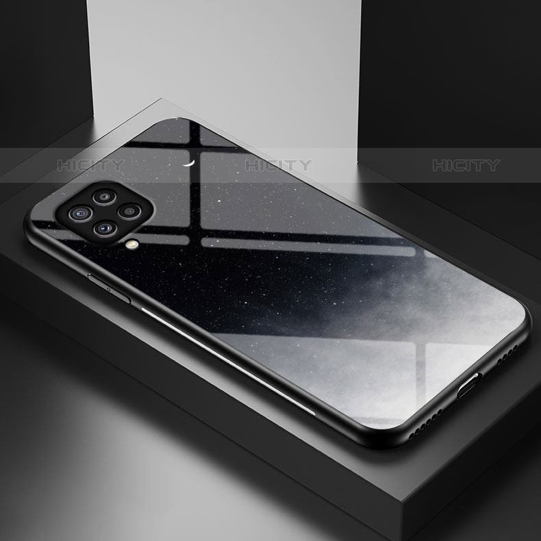 Samsung Galaxy M32 4G用ハイブリットバンパーケース プラスチック パターン 鏡面 カバー LS1 サムスン グレー
