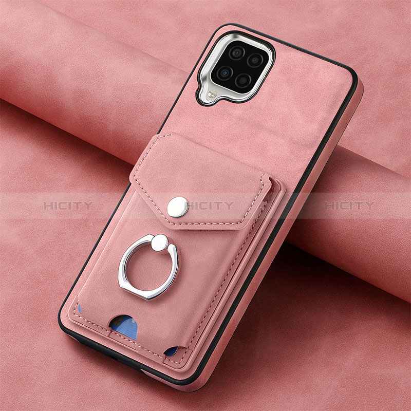 Samsung Galaxy M32 4G用シリコンケース ソフトタッチラバー レザー柄 カバー SD3 サムスン ピンク