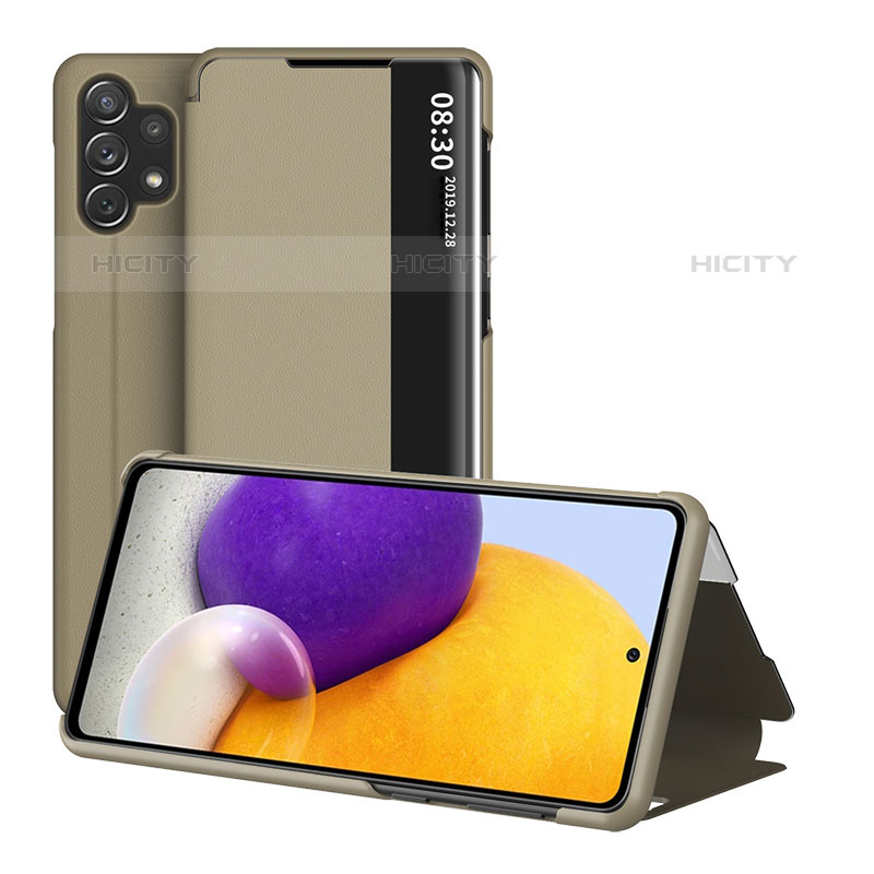 Samsung Galaxy M32 5G用手帳型 レザーケース スタンド カバー QH1 サムスン ゴールド