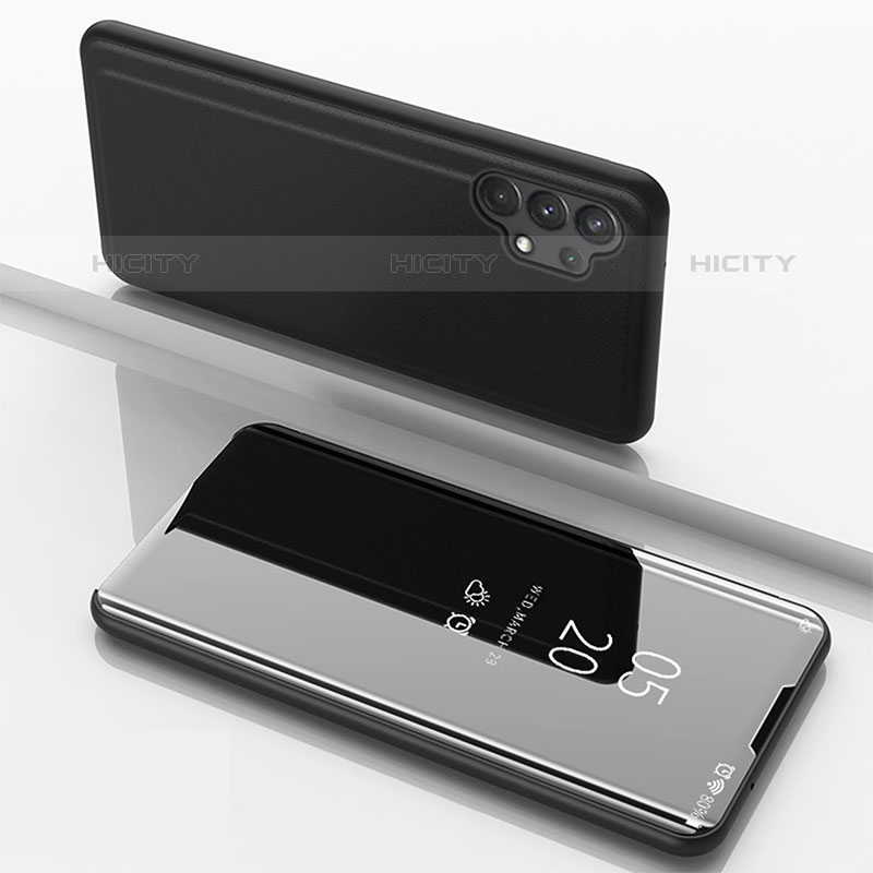 Samsung Galaxy M32 5G用手帳型 レザーケース スタンド 鏡面 カバー サムスン ブラック