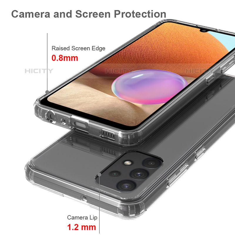 Samsung Galaxy M32 5G用360度 フルカバー ハイブリットバンパーケース クリア透明 プラスチック カバー ZJ5 サムスン 