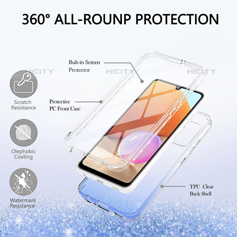 Samsung Galaxy M32 5G用前面と背面 360度 フルカバー 極薄ソフトケース シリコンケース 耐衝撃 全面保護 バンパー 勾配色 透明 ZJ1 サムスン 