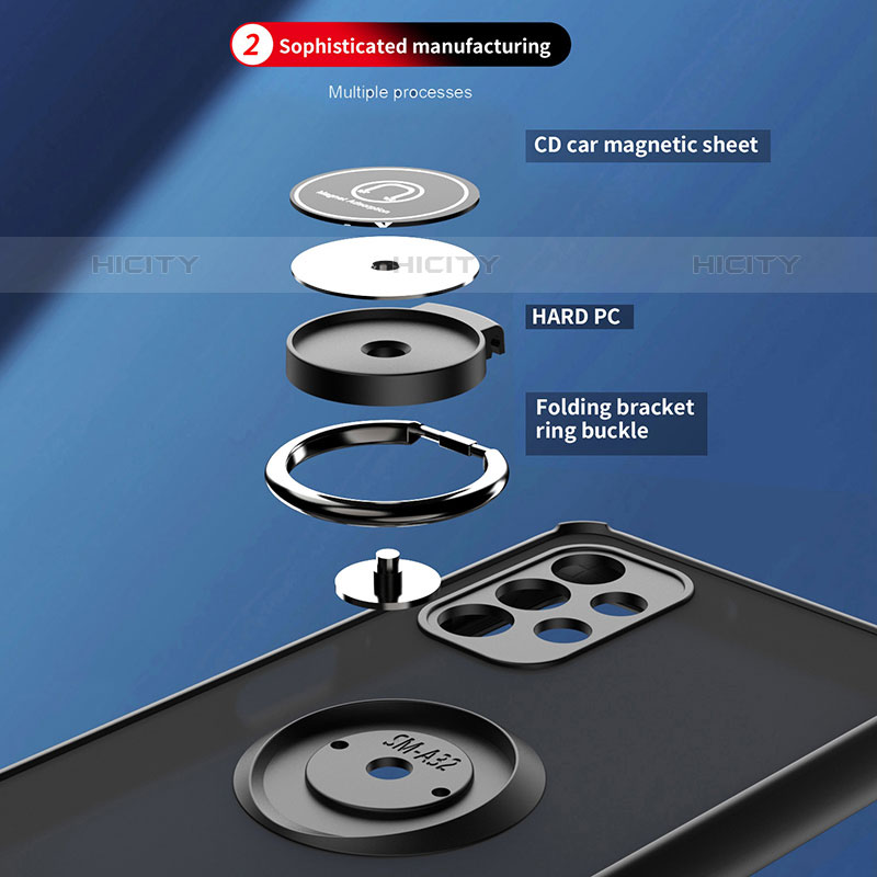 Samsung Galaxy M32 5G用ハイブリットバンパーケース プラスチック アンド指輪 マグネット式 QW2 サムスン 