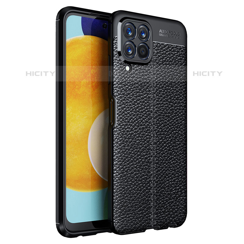 Samsung Galaxy M33 5G用シリコンケース ソフトタッチラバー レザー柄 カバー サムスン ブラック