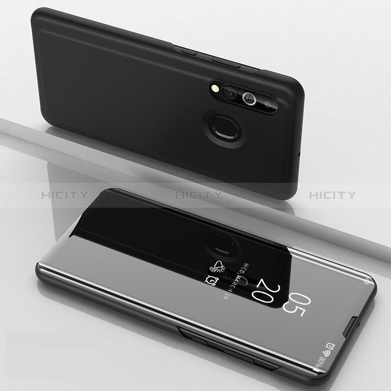 Samsung Galaxy M40用手帳型 レザーケース スタンド 鏡面 カバー サムスン ブラック