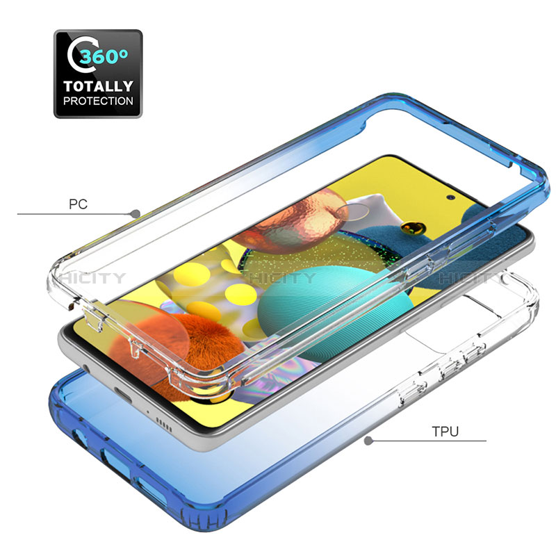 Samsung Galaxy M40S用前面と背面 360度 フルカバー 極薄ソフトケース シリコンケース 耐衝撃 全面保護 バンパー 勾配色 透明 JX1 サムスン 
