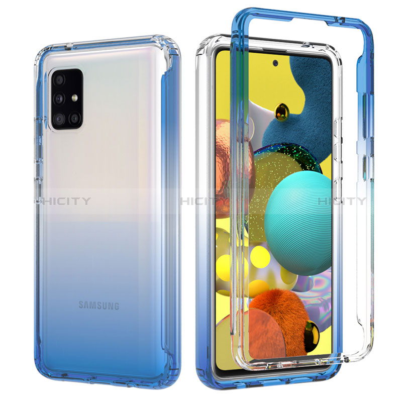 Samsung Galaxy M40S用前面と背面 360度 フルカバー 極薄ソフトケース シリコンケース 耐衝撃 全面保護 バンパー 勾配色 透明 JX1 サムスン 