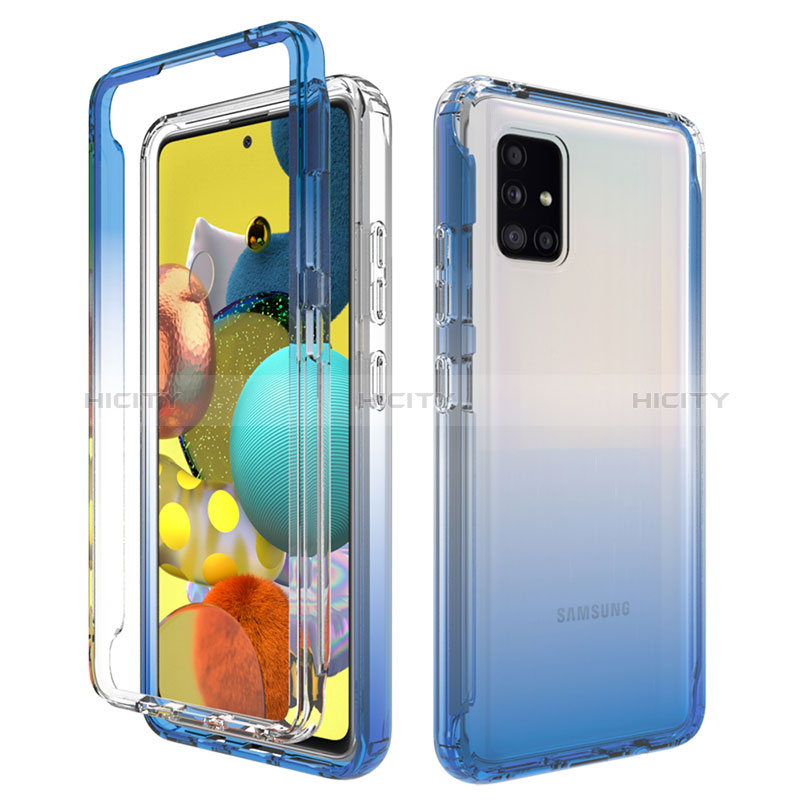 Samsung Galaxy M40S用前面と背面 360度 フルカバー 極薄ソフトケース シリコンケース 耐衝撃 全面保護 バンパー 勾配色 透明 JX1 サムスン 