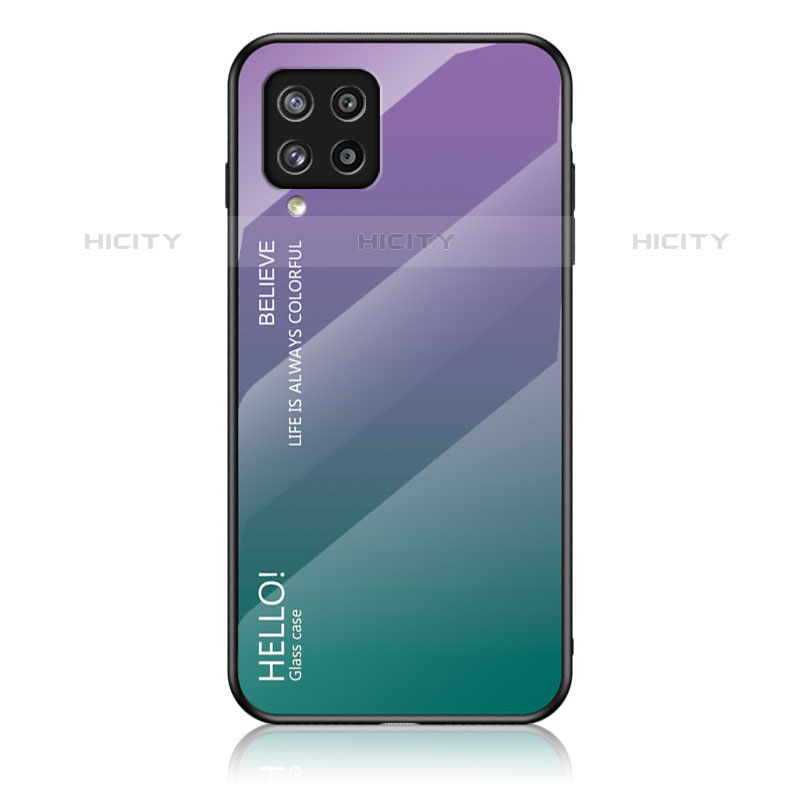 Samsung Galaxy M42 5G用ハイブリットバンパーケース プラスチック 鏡面 虹 グラデーション 勾配色 カバー LS1 サムスン マルチカラー