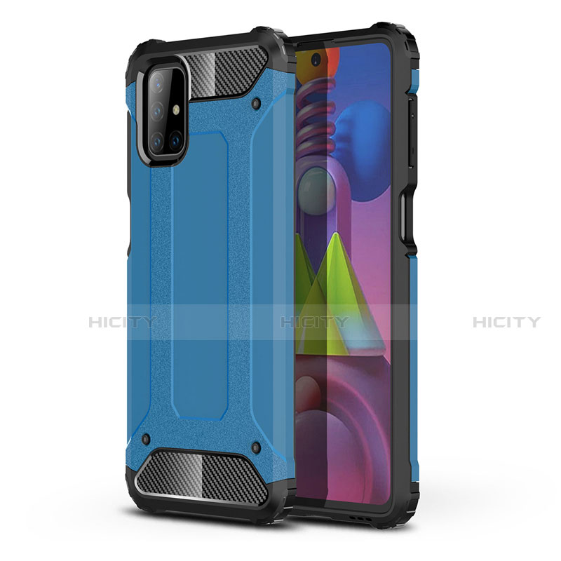 Samsung Galaxy M51用ハイブリットバンパーケース プラスチック 兼シリコーン カバー U01 サムスン ブルー