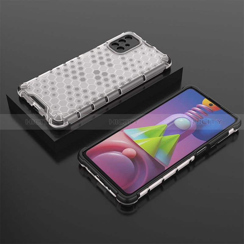 Samsung Galaxy M51用360度 フルカバー ハイブリットバンパーケース クリア透明 プラスチック カバー AM2 サムスン ホワイト