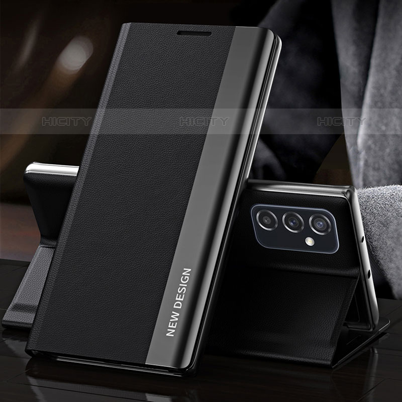 Samsung Galaxy M52 5G用手帳型 レザーケース スタンド カバー Q03H サムスン ブラック