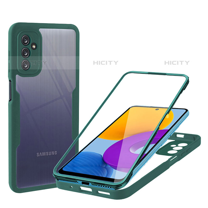 Samsung Galaxy M52 5G用360度 フルカバー ハイブリットバンパーケース クリア透明 プラスチック カバー MJ1 サムスン グリーン