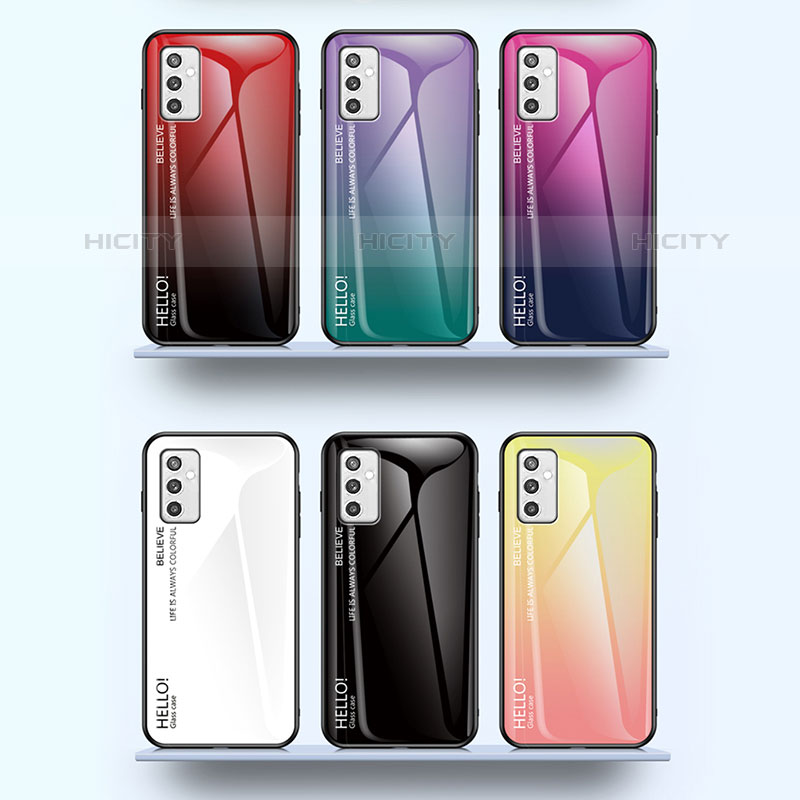 Samsung Galaxy M52 5G用ハイブリットバンパーケース プラスチック 鏡面 虹 グラデーション 勾配色 カバー LS1 サムスン 