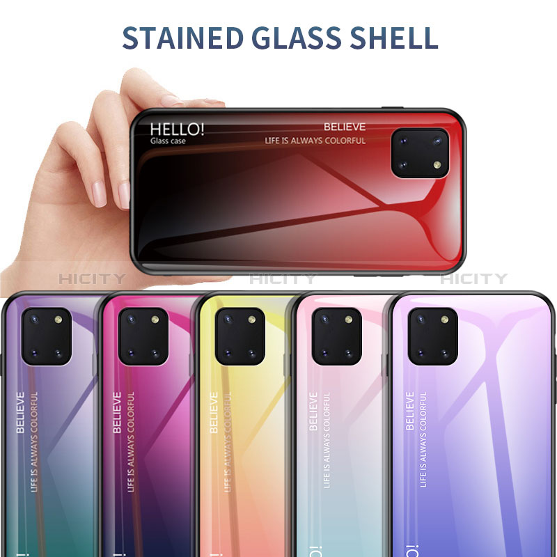Samsung Galaxy M60s用ハイブリットバンパーケース プラスチック 鏡面 虹 グラデーション 勾配色 カバー LS1 サムスン 
