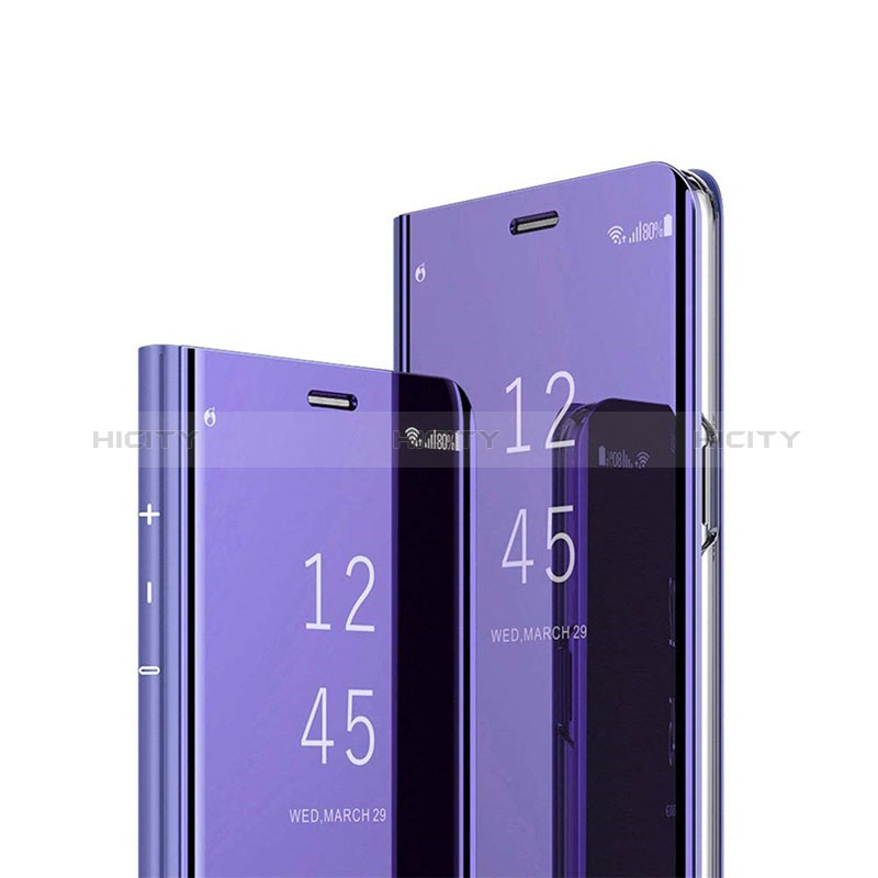 Samsung Galaxy M80S用手帳型 レザーケース スタンド 鏡面 カバー L01 サムスン パープル